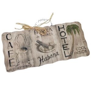 Handmade Wooden Hanging Sign Habana Hotel Cafe Cigar Wall Decor Print on Wood